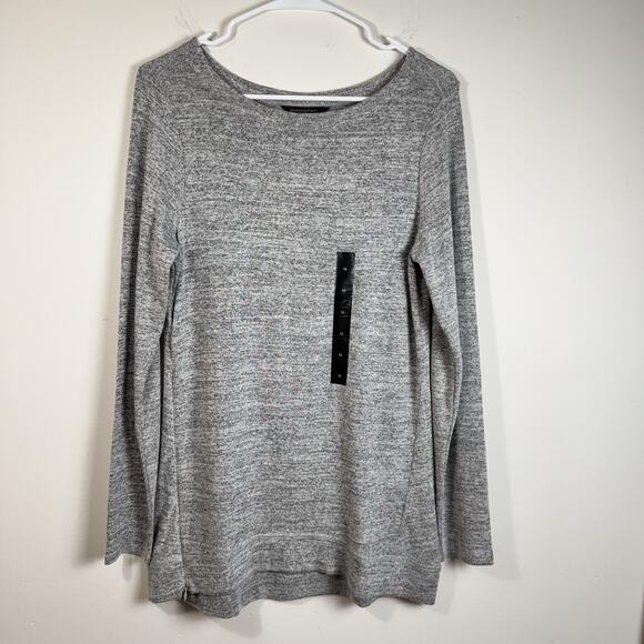 BANANA REPUBLIC Factory Women’s Grey KnitLongSleeve Top Size M Soft Pullover Zip - Picture 1 of 9
